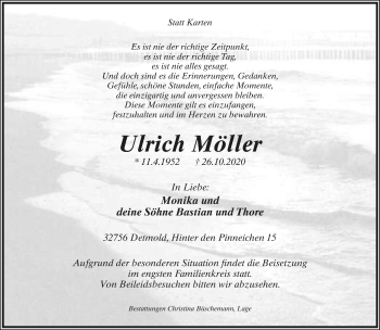 Anzeige  Ulrich Möller  Lippische Landes-Zeitung