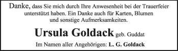 Anzeige  Ursula Goldack  Lippische Landes-Zeitung
