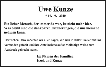 Anzeige  Uwe Kunze  Lippische Landes-Zeitung
