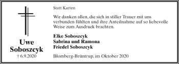Anzeige  Uwe Soboszcyk  Lippische Landes-Zeitung