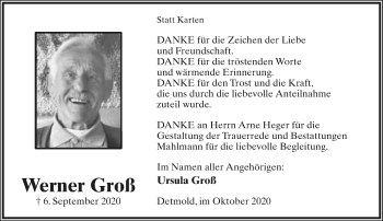 Anzeige  Werner Groß  Lippische Landes-Zeitung