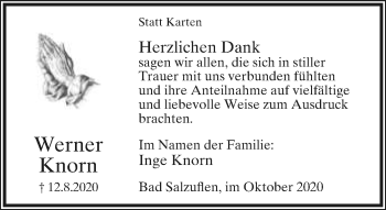 Anzeige  Werner Knorn  Lippische Landes-Zeitung