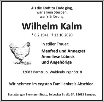 Anzeige  Wilhelm Kalm  Lippische Landes-Zeitung