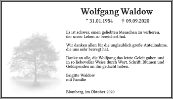 Anzeige  Wolfgang Waldow  Lippische Landes-Zeitung