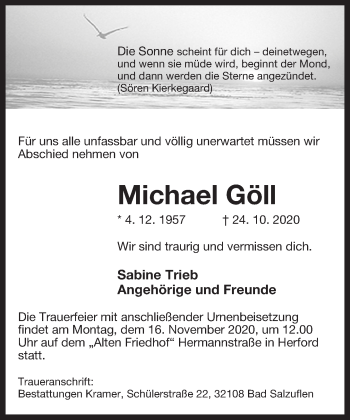 Anzeige  Michael Göll  Lippische Landes-Zeitung