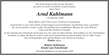 Anzeige  Arnd Kuhlmann  Lippische Landes-Zeitung