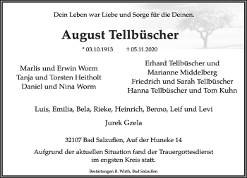 Anzeige  August Tellbüscher  Lippische Landes-Zeitung