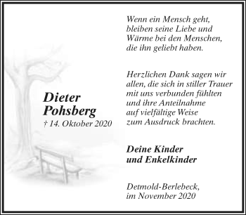 Anzeige  Dieter Pohsberg  Lippische Landes-Zeitung