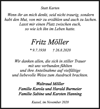 Anzeige  Fritz Möller  Lippische Landes-Zeitung