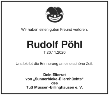 Anzeige  Rudolf Pöhl  Lippische Landes-Zeitung