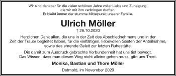 Anzeige  Ulrich Möller  Lippische Landes-Zeitung