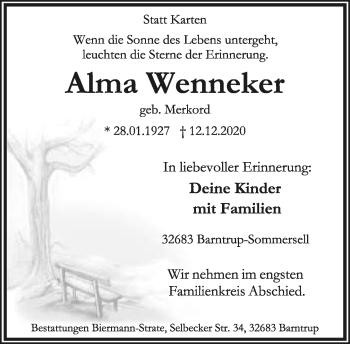 Anzeige  Alma Wenneker  Lippische Landes-Zeitung
