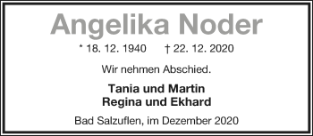 Anzeige  Angelika Noder  Lippische Landes-Zeitung