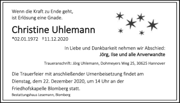 Anzeige  Christine Uhlemann  Lippische Landes-Zeitung