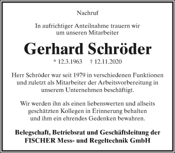 Anzeige  Gerhard Schröder  Lippische Landes-Zeitung