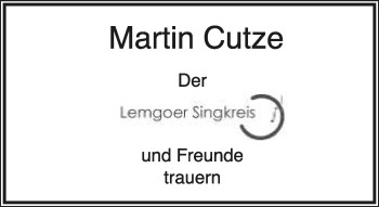 Anzeige  Martin Cutze  Lippische Landes-Zeitung