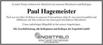 Anzeige  Paul Hagemeister  Lippische Landes-Zeitung