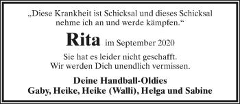 Anzeige  Rita   Lippische Landes-Zeitung