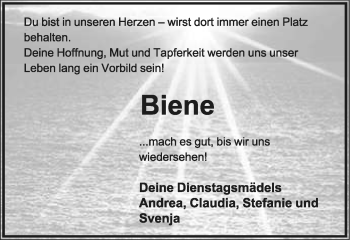 Anzeige  Sabine Beine  Lippische Landes-Zeitung