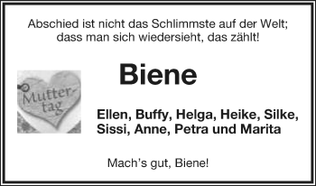 Anzeige  Sabine Beine  Lippische Landes-Zeitung