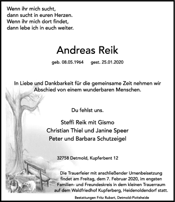 Anzeige  Andreas Reik  Lippische Landes-Zeitung