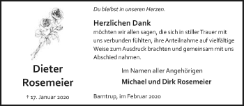 Anzeige  Dieter Rosemeier  Lippische Landes-Zeitung