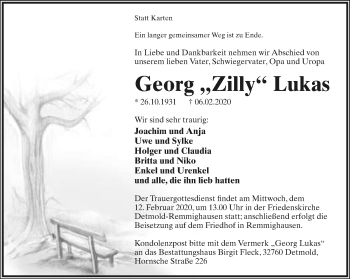 Anzeige  Georg  Lukas  Lippische Landes-Zeitung