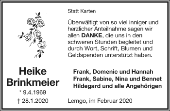 Anzeige  Heike Brinkmeier  Lippische Landes-Zeitung