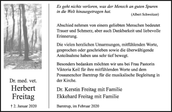 Anzeige  Herbert Freitag  Lippische Landes-Zeitung