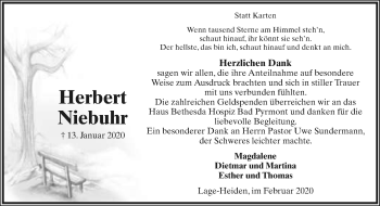 Anzeige  Herbert Niebuhr  Lippische Landes-Zeitung