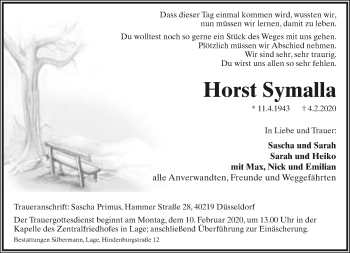 Anzeige  Horst Symalla  Lippische Landes-Zeitung
