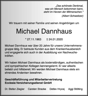 Anzeige  Michael Dannhaus  Lippische Landes-Zeitung