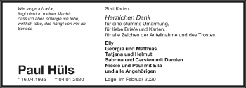 Anzeige  Paul Hüls  Lippische Landes-Zeitung