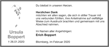 Anzeige  Ursula Boppert  Lippische Landes-Zeitung
