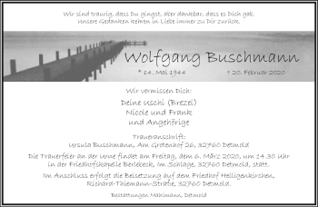 Anzeige  Wolfgang Buschmann  Lippische Landes-Zeitung