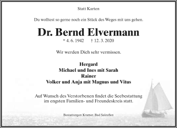 Anzeige  Bernd Elvermann  Lippische Landes-Zeitung