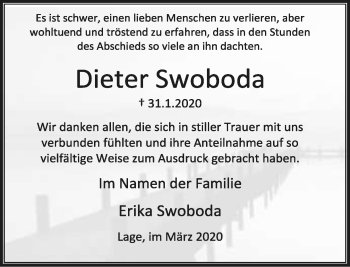 Anzeige  Dieter Wolfgang Swoboda  Lippische Landes-Zeitung