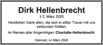 Anzeige  Dirk Hellenbrecht  Lippische Landes-Zeitung