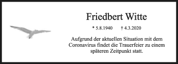 Anzeige  Friedbert Witte  Lippische Landes-Zeitung