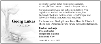 Anzeige  Georg  Lukas  Lippische Landes-Zeitung