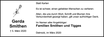 Anzeige  Gerda Smithen  Lippische Landes-Zeitung