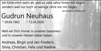 Anzeige  Gudrun Neuhaus  Lippische Landes-Zeitung