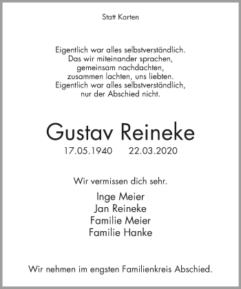 Anzeige  Gustav Reineke  Lippische Landes-Zeitung