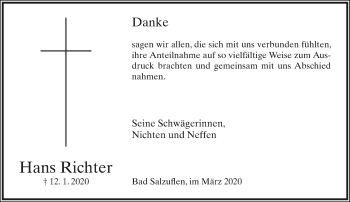 Anzeige  Hans Richter  Lippische Landes-Zeitung