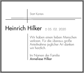 Anzeige  Heinrich Hilker  Lippische Landes-Zeitung