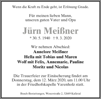 Anzeige  Jürn Meißner  Lippische Landes-Zeitung
