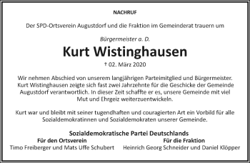 Anzeige  Kurt Wistinghausen  Lippische Landes-Zeitung