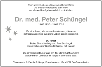 Anzeige  Peter Schüngel  Lippische Landes-Zeitung