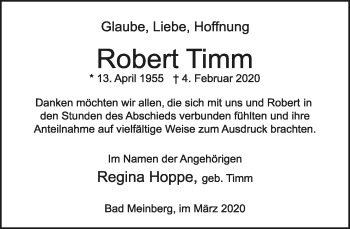 Anzeige  Robert Timm  Lippische Landes-Zeitung