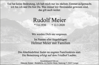 Anzeige  Rudolf Meier  Lippische Landes-Zeitung